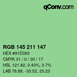 Color code: RGB 145 211 147 | qconv.com