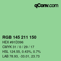 颜色代码: RGB 145 211 150 | qconv.com