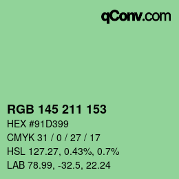 Farbcode: RGB 145 211 153 | qconv.com