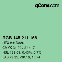 Color code: RGB 145 211 166 | qconv.com