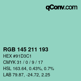 Color code: RGB 145 211 193 | qconv.com