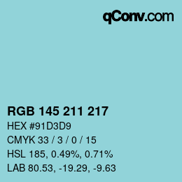 Código de color: RGB 145 211 217 | qconv.com