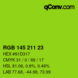 Farbcode: RGB 145 211 23 | qconv.com