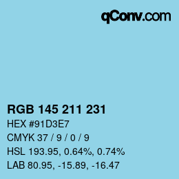 カラーコード: RGB 145 211 231 | qconv.com