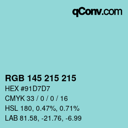 Color code: RGB 145 215 215 | qconv.com