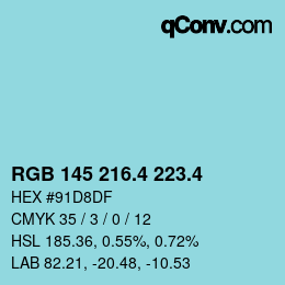 カラーコード: RGB 145 216.4 223.4 | qconv.com