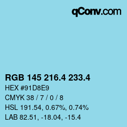 カラーコード: RGB 145 216.4 233.4 | qconv.com