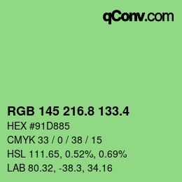 カラーコード: RGB 145 216.8 133.4 | qconv.com