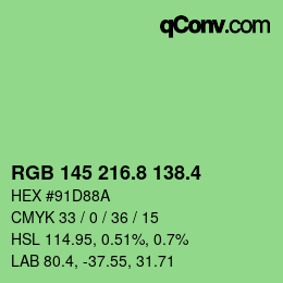 カラーコード: RGB 145 216.8 138.4 | qconv.com