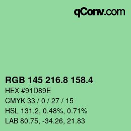 カラーコード: RGB 145 216.8 158.4 | qconv.com