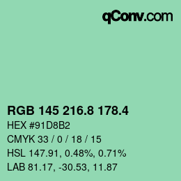 カラーコード: RGB 145 216.8 178.4 | qconv.com