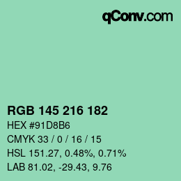 Code couleur: RGB 145 216 182 | qconv.com