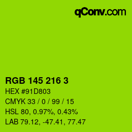 Color code: RGB 145 216 3 | qconv.com