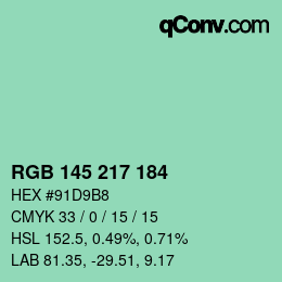Código de color: RGB 145 217 184 | qconv.com