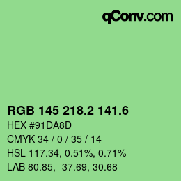 カラーコード: RGB 145 218.2 141.6 | qconv.com