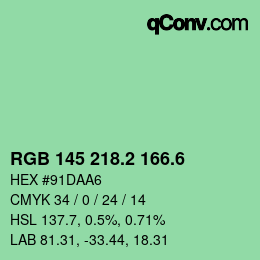カラーコード: RGB 145 218.2 166.6 | qconv.com