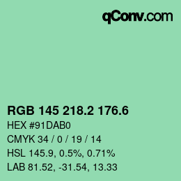 カラーコード: RGB 145 218.2 176.6 | qconv.com