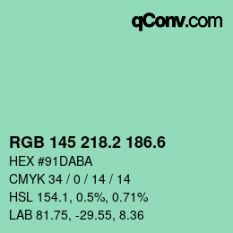 カラーコード: RGB 145 218.2 186.6 | qconv.com