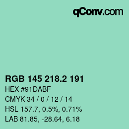 カラーコード: RGB 145 218.2 191 | qconv.com