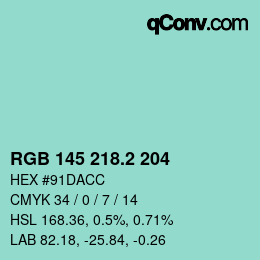 カラーコード: RGB 145 218.2 204 | qconv.com