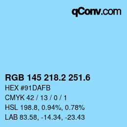 カラーコード: RGB 145 218.2 251.6 | qconv.com