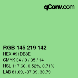 Color code: RGB 145 219 142 | qconv.com