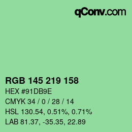 Color code: RGB 145 219 158 | qconv.com