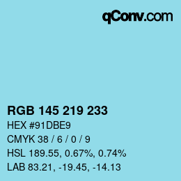 Farbcode: RGB 145 219 233 | qconv.com