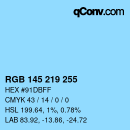 Color code: RGB 145 219 255 | qconv.com