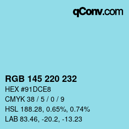 Color code: RGB 145 220 232 | qconv.com