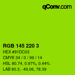 カラーコード: RGB 145 220 3 | qconv.com