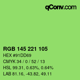 Color code: RGB 145 221 105 | qconv.com