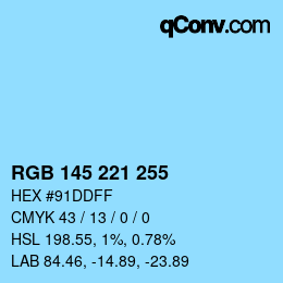 Color code: RGB 145 221 255 | qconv.com