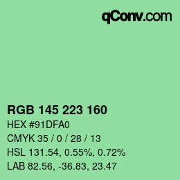 颜色代码: RGB 145 223 160 | qconv.com