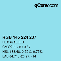 Color code: RGB 145 224 237 | qconv.com