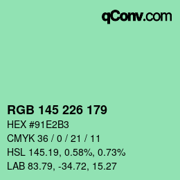 Color code: RGB 145 226 179 | qconv.com