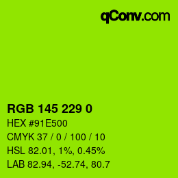 Color code: RGB 145 229 0 | qconv.com