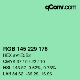 Color code: RGB 145 229 178 | qconv.com