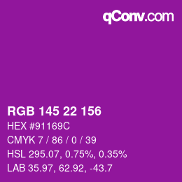カラーコード: RGB 145 22 156 | qconv.com