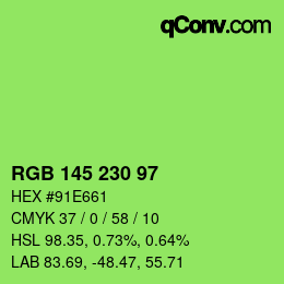 Farbcode: RGB 145 230 97 | qconv.com