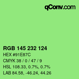Color code: RGB 145 232 124 | qconv.com
