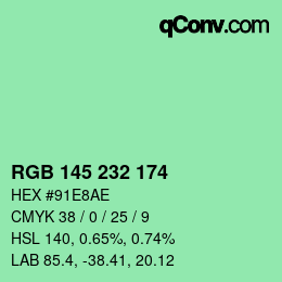カラーコード: RGB 145 232 174 | qconv.com