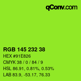 Color code: RGB 145 232 38 | qconv.com