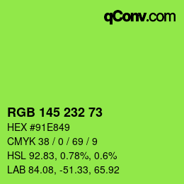 Color code: RGB 145 232 73 | qconv.com