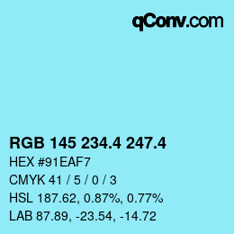 カラーコード: RGB 145 234.4 247.4 | qconv.com