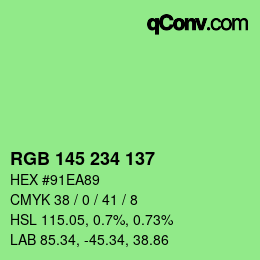 Color code: RGB 145 234 137 | qconv.com