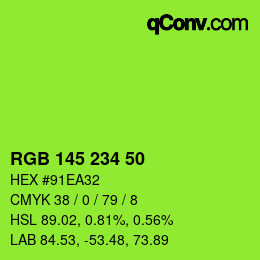Color code: RGB 145 234 50 | qconv.com