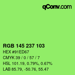 Color code: RGB 145 237 103 | qconv.com