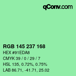 Color code: RGB 145 237 168 | qconv.com