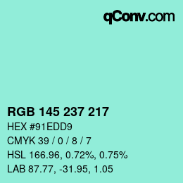 Color code: RGB 145 237 217 | qconv.com